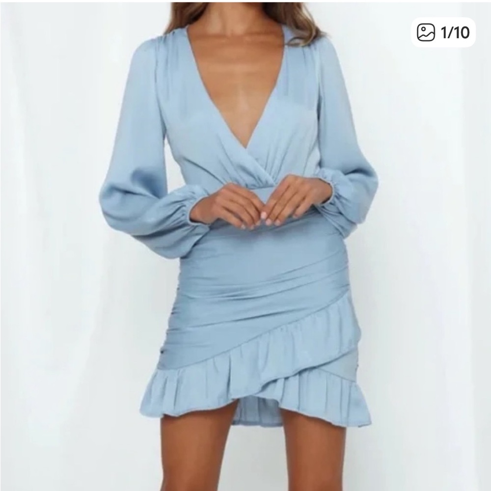 Hello Molly Sky Blue Long Sleeve Dress